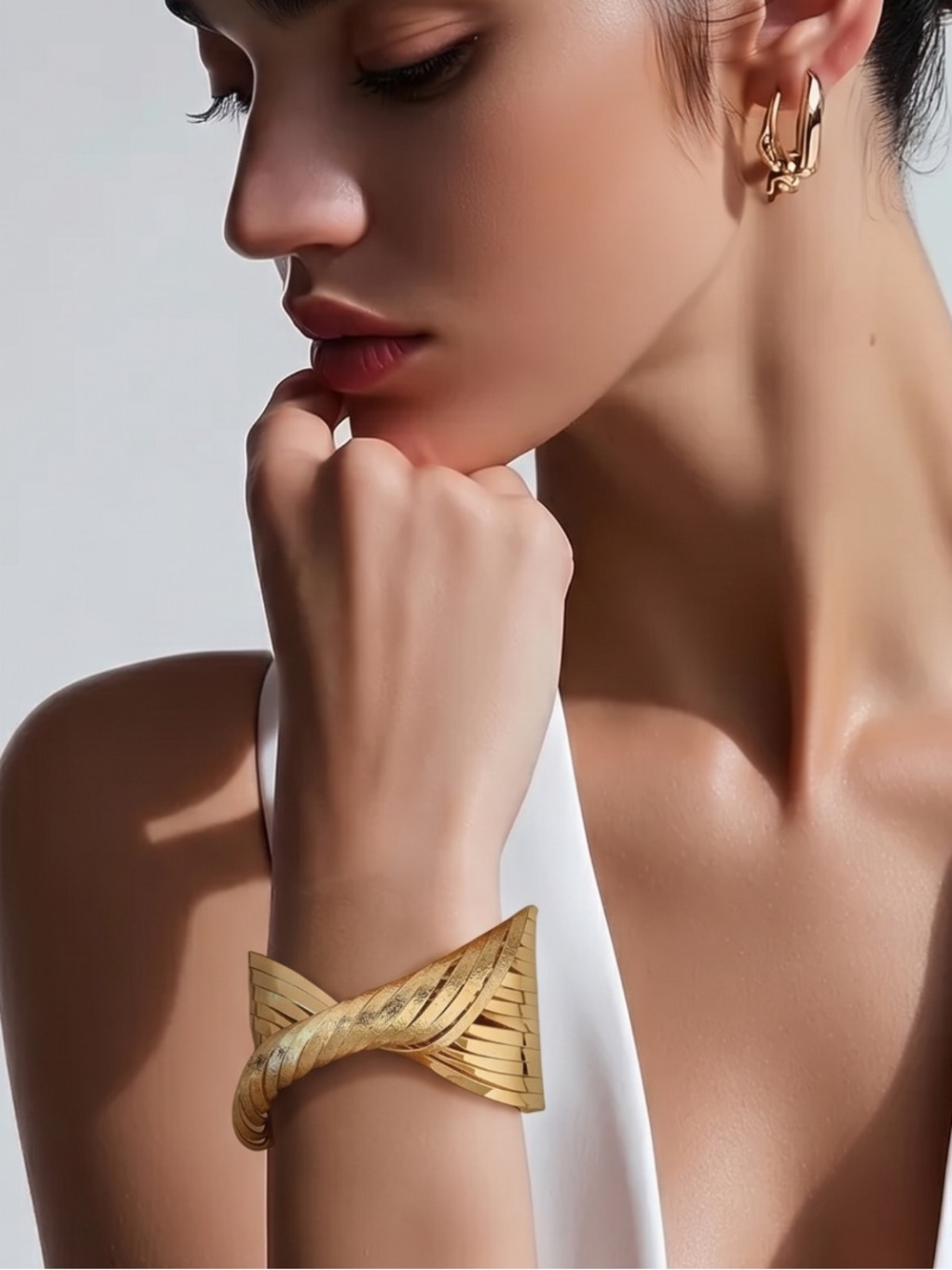 Gold Matte Cuff Bracelet.